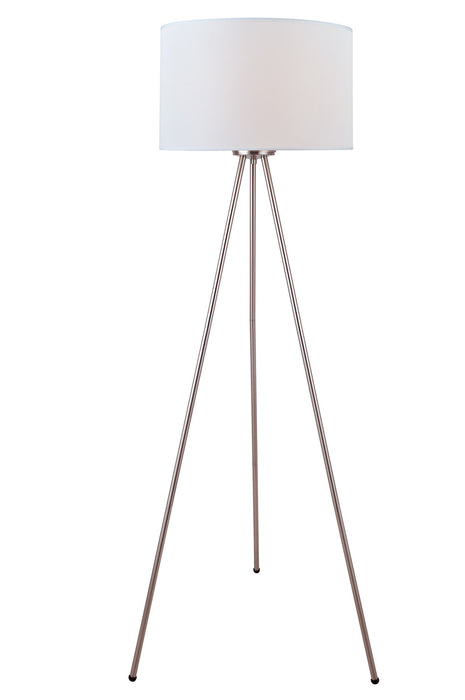 LS-82065- Tullio Floor Lamp in Polished Steel with White Fabric Shade by Lite Source