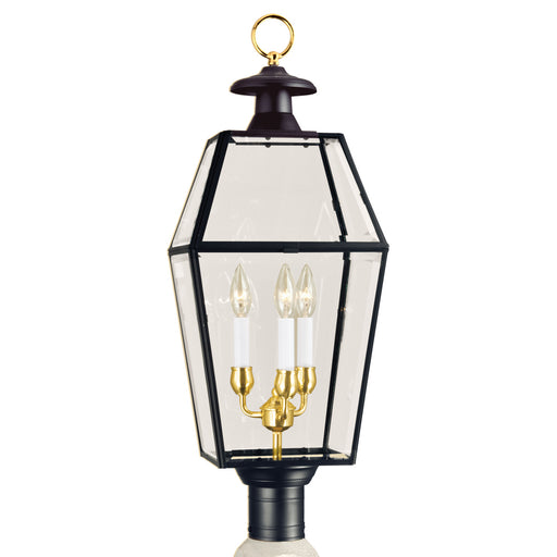 1068-BL-BE - Olde Colony Post in Black with Belved Glass by Norwell Lighting