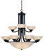 206-78- Fireside 2-Tier Bowl Chandelier in Bolivian with Carmelized Glass by Dolan Designs