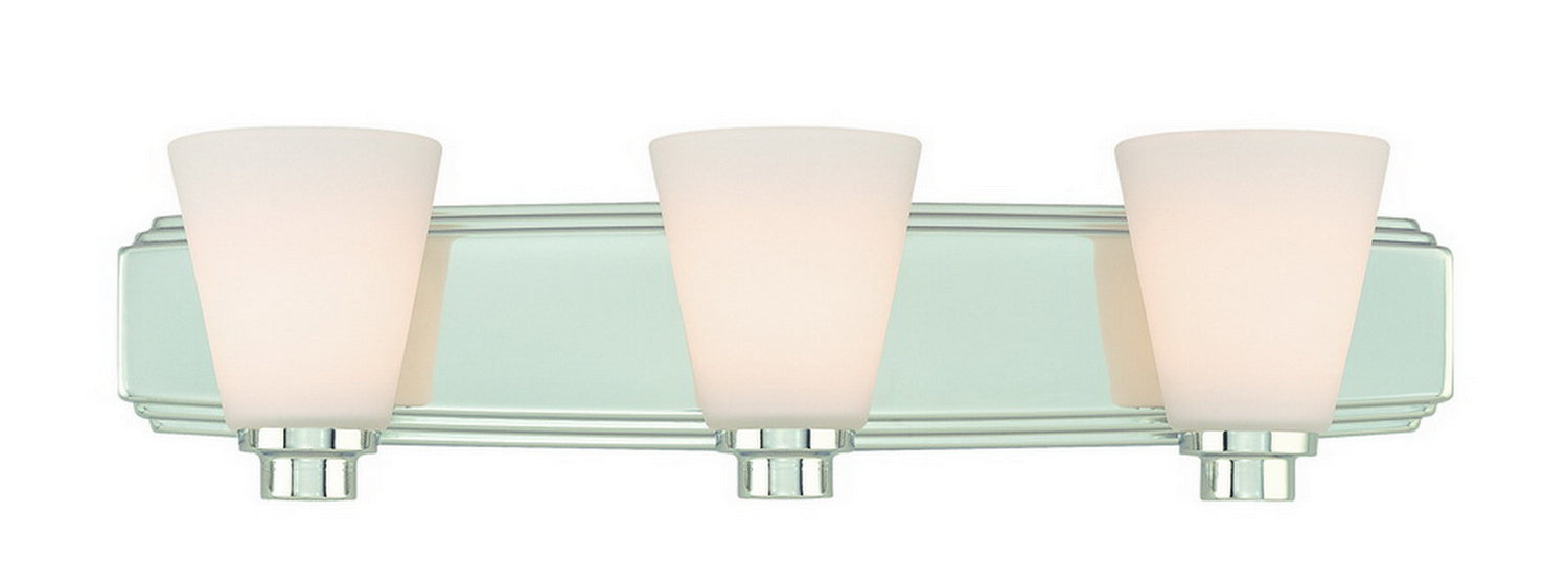 3403-26- Southport 3-Light Bath Fixture in Chrome with Satin White Glass by Dolan Designs