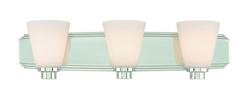 3403-26- Southport 3-Light Bath Fixture in Chrome with Satin White Glass by Dolan Designs