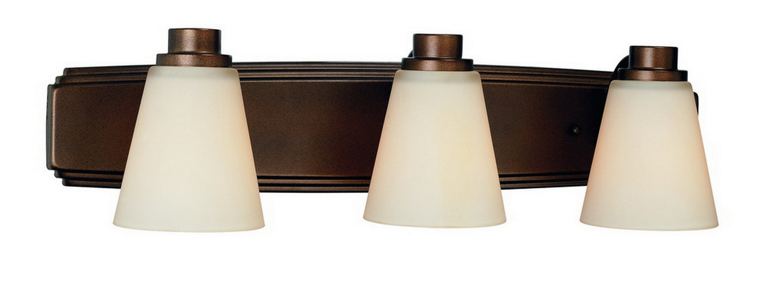 3403-62- Southport 3-Light Bath Fixture in Heirloom Bronze with Satin White Glass by Dolan Designs