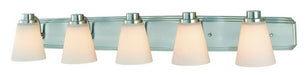 3405-09- Southport 5-Light Bath Fixture in Satin Nickel with Satin White Glass by Dolan Designs