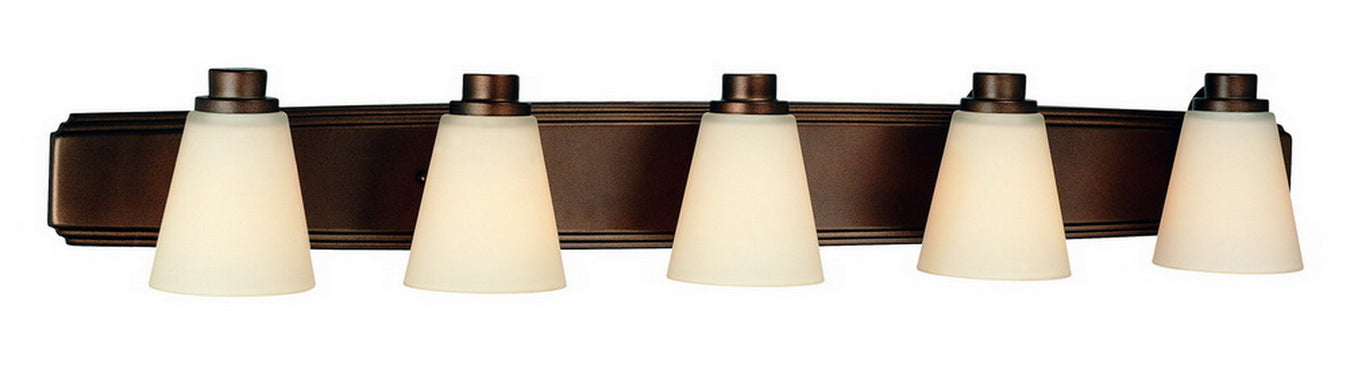 3405-62- Southport 5-Light Bath Fixture in Heirloom Bronze with Satin White Glass by Dolan Designs