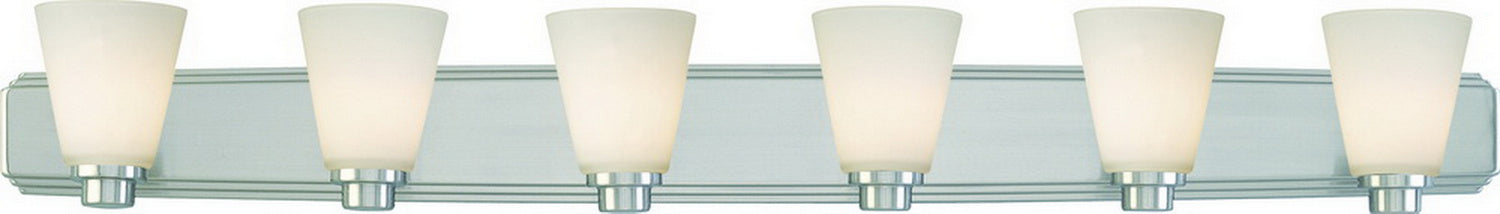 3406-09- Southport 6-Light Bath Fixture in Satin Nickel with Satin White Glass by Dolan Designs