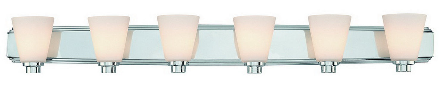 3406-26- Southport 6-Light Bath Fixture in Chrome with Satin White Glass by Dolan Designs