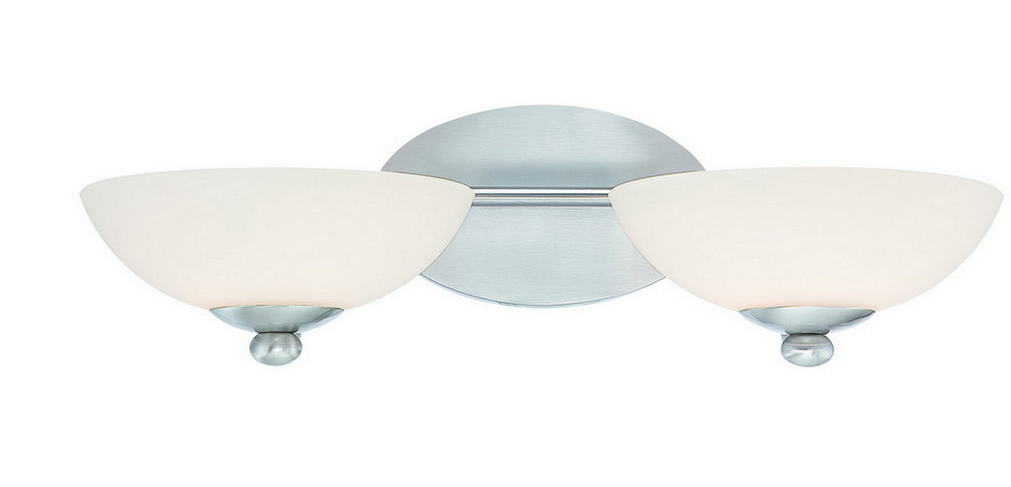 3902-09- Rainier 2- Light Bath Fixture in Satin Nickel with Satin White Glass by Dolan Designs