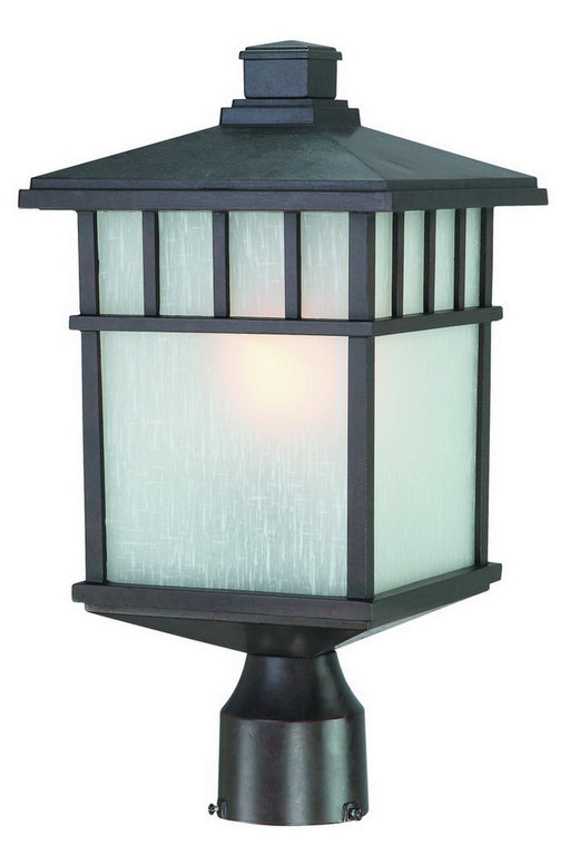 9116-34- Barton Outdoor 1-Light Post Mount in Olde World Iron with White Frosted Linen by Dolan Designs