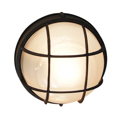 41515 BK- Aria 1-Light Bulkhead in Black with Ribbed Frosted Glass by Trans Globe Lighting