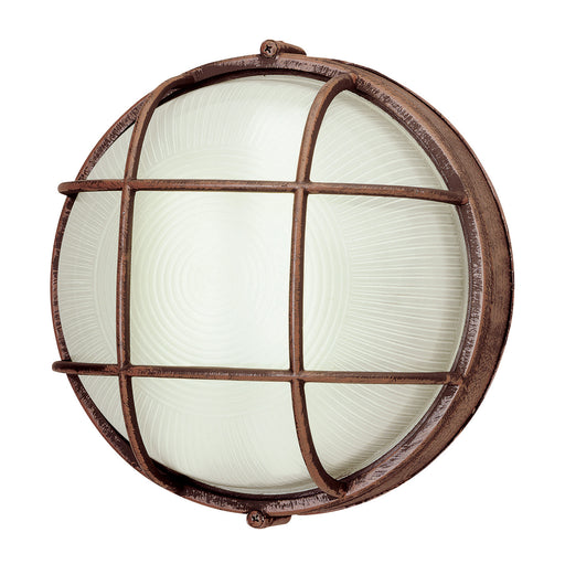 41515 RT- Aria 1-Light Bulkhead in Rust with Ribbed Frosted Glass by Trans Globe Lighting