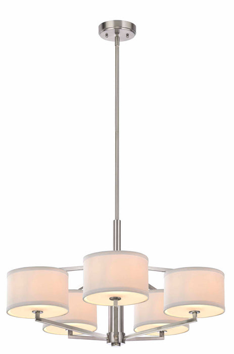 1880-09- Monaco 5-Light Chandelier in Satin Nickel with White Fabric by Dolan Designs