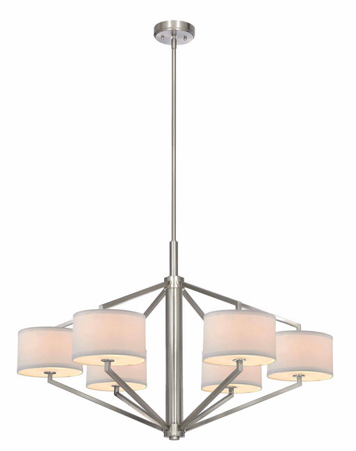 1882-09- Monaco 6-Light Large Chandelier in Satin Nickel with White Fabric by Dolan Designs