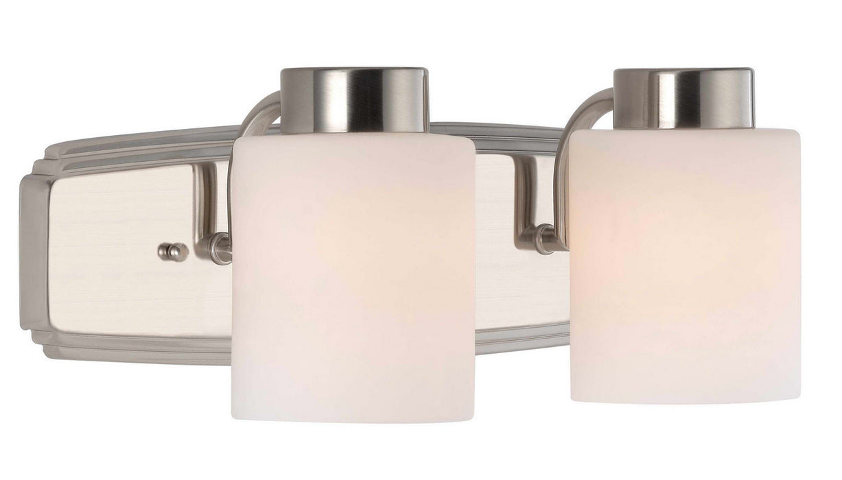 3502-09- Westport 2-Light Bath Bar in Satin Nickel with Satin White Glass by Dolan Designs