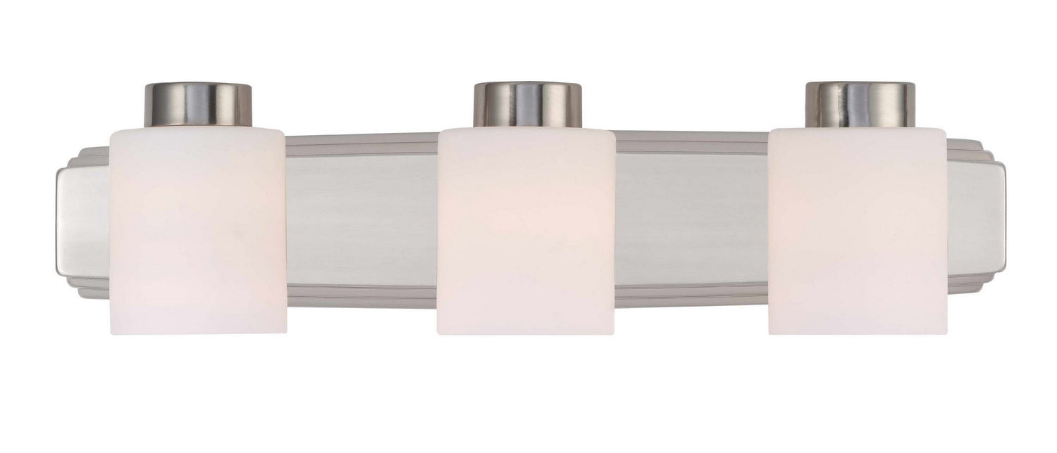 3503-09- Westport 3-Light Bath Bar in Satin Nickel with Satin White Glass by Dolan Designs