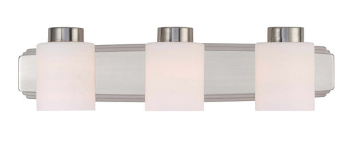 3503-09- Westport 3-Light Bath Bar in Satin Nickel with Satin White Glass by Dolan Designs