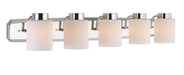 3505-26- Westport 5-Light Bath Bar in Chrome with Satin White Glass by Dolan Designs