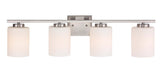 3884-09- Chloe 4-Light Bath Bar in Satin Nickel with Satin White Glass by Dolan Designs