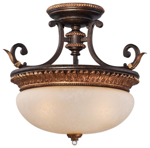 N6642-258B- Bella Cristallo 3-Light Semi-Flush Mount in French Bronze by Metropolitan