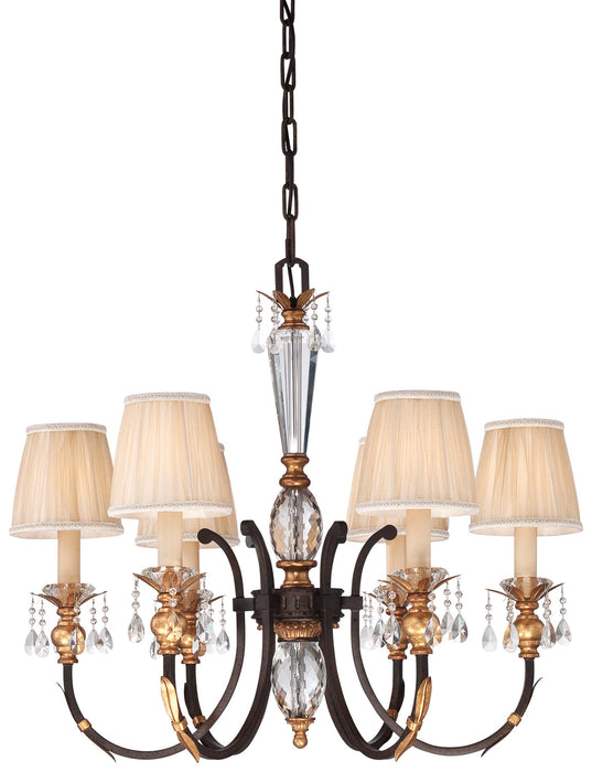 N6646-258B- Bella Cristallo 6-Light Chandelier in French Bronze by Metropolitan