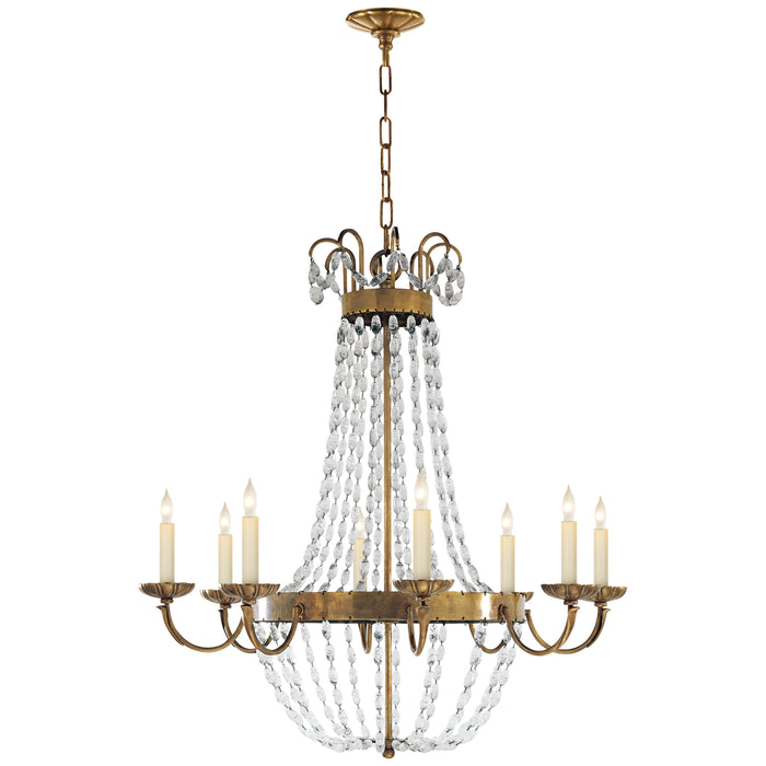 Paris Flea Market Eight Light Chandelier in Antique-Burnished Brass