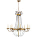 Paris Flea Market Eight Light Chandelier in Gilded Iron