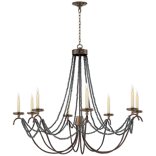 Marigot Eight Light Chandelier in Hand Painted Rust Finish