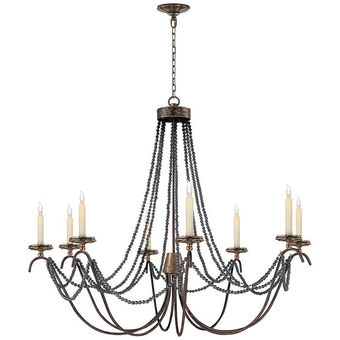 Marigot Eight Light Chandelier in Hand Painted Rust Finish