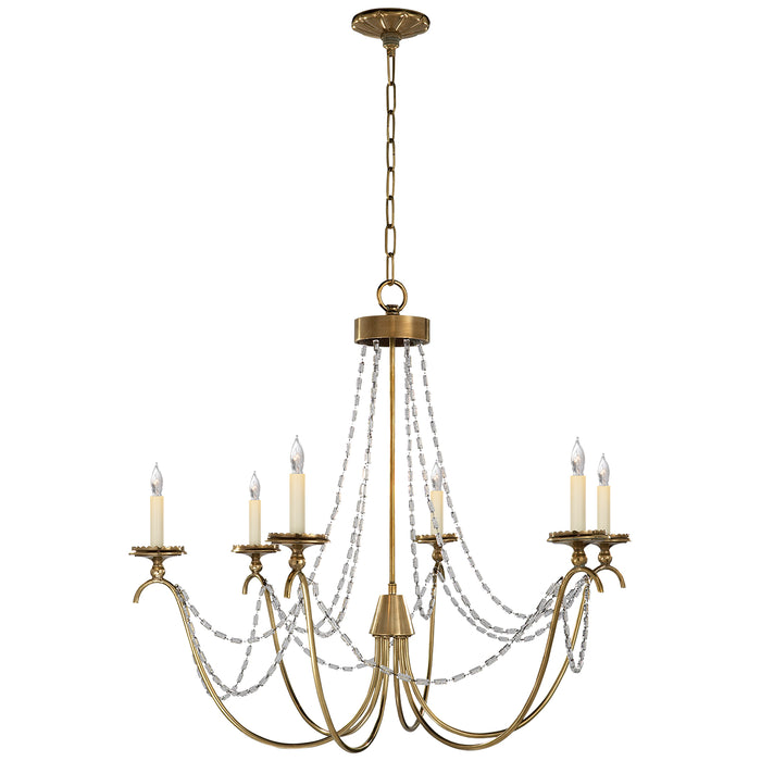 Marigot Six Light Chandelier in Antique-Burnished Brass