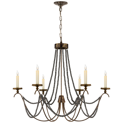 Marigot Six Light Chandelier in Hand Painted Rust Finish