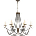 Marigot Six Light Chandelier in Hand Painted Rust Finish