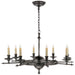 Leaf and Arrow Eight Light Chandelier in Bronze