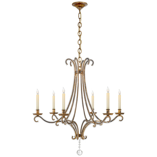 Oslo Six Light Chandelier in Gilded Iron