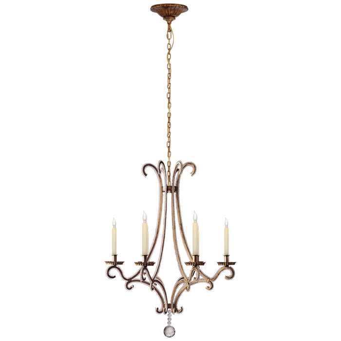 Oslo Six Light Chandelier in Gilded Iron