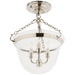 Country Bell Jar Three Light Semi-Flush Mount in Polished Nickel