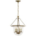 Country Bell Jar Six Light Lantern in Antique-Burnished Brass