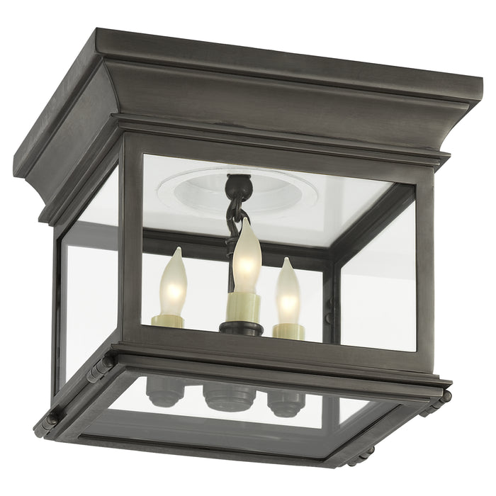 Club Flush Mounts Three Light Flush Mount in Bronze