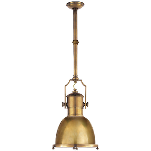 Country Industrial One Light Pendant in Antique-Burnished Brass