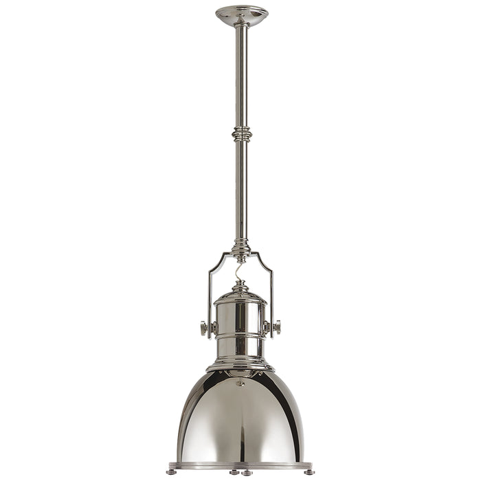 Country Industrial One Light Pendant in Polished Nickel