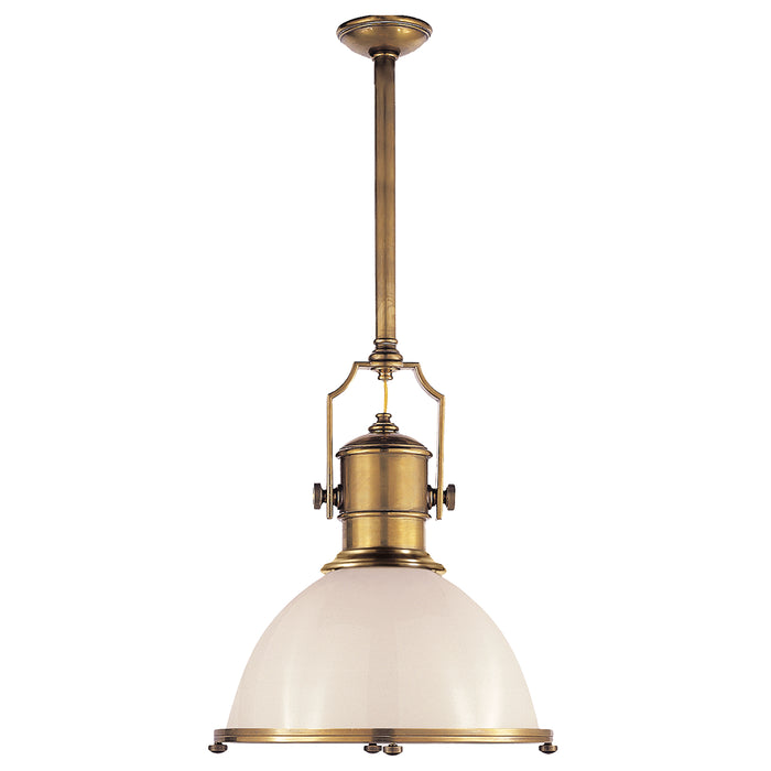 Country Industrial One Light Pendant in Antique-Burnished Brass