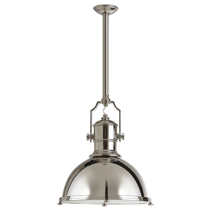 Country Industrial One Light Pendant in Polished Nickel