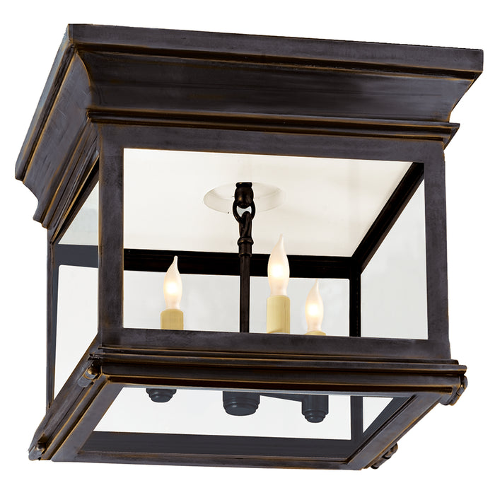 Club Flush Mounts Three Light Flush Mount in Bronze