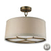 31262/3-LA- Baxter 3-Light Semi-Flush Mount in Brushed Antique Brass with Beige Fabric Shade by ELK Lighting