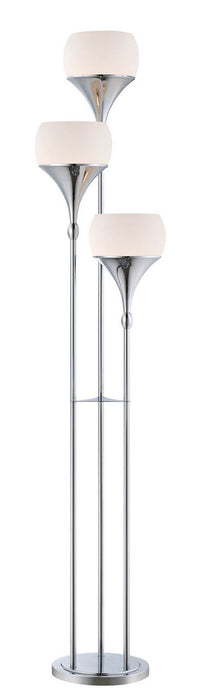 LS-82225- Celestel 3-Light Floor Lamp in Polished with Clear Frosted Glass Shade by Lite Source