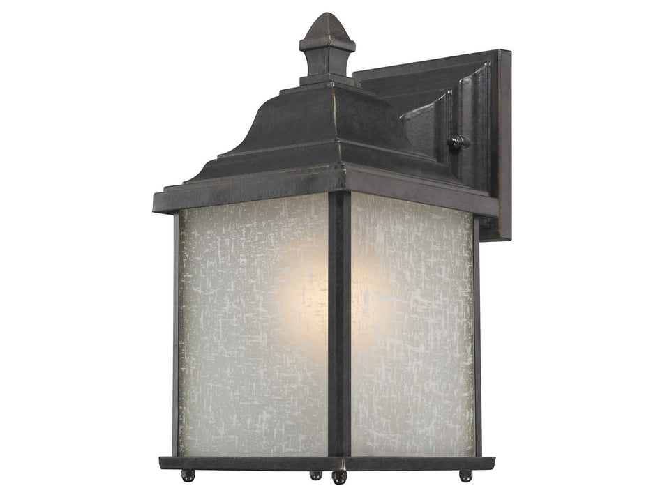 931-68- Charleston Outdoor 1-Light Wall Sconce in Winchester with White Linen Glass by Dolan Designs