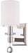 N2850-613- Chadbourne 1-Light Wall Sconce in Polished Nickel with White Cloth Shade by Metropolitan