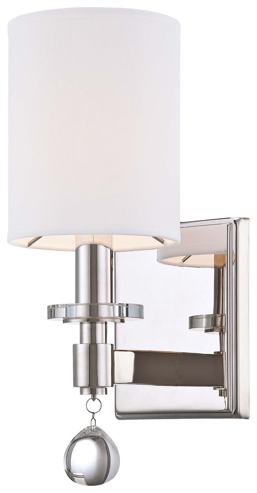 N2850-613- Chadbourne 1-Light Wall Sconce in Polished Nickel with White Cloth Shade by Metropolitan