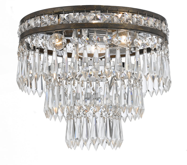 5260-EB-CL-MWP- Mercer 3-Light Ceiling Mount in English Bronze with Clear Hand Cut Crystal by Crystorama