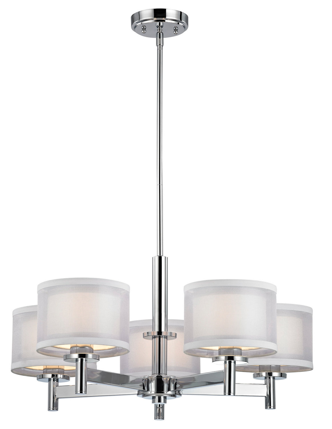 1270-26- Double Organza 5-Light Chandelier in Chrome with Fabric Shade by Dolan Designs