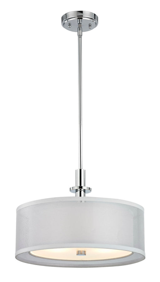 1274-26- Double Organza 3-Light Pendant in Chrome with Fabric Shade by Dolan Designs