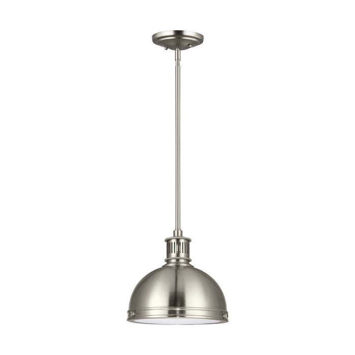 Pratt Street Metal One Light Pendant in Brushed Nickel